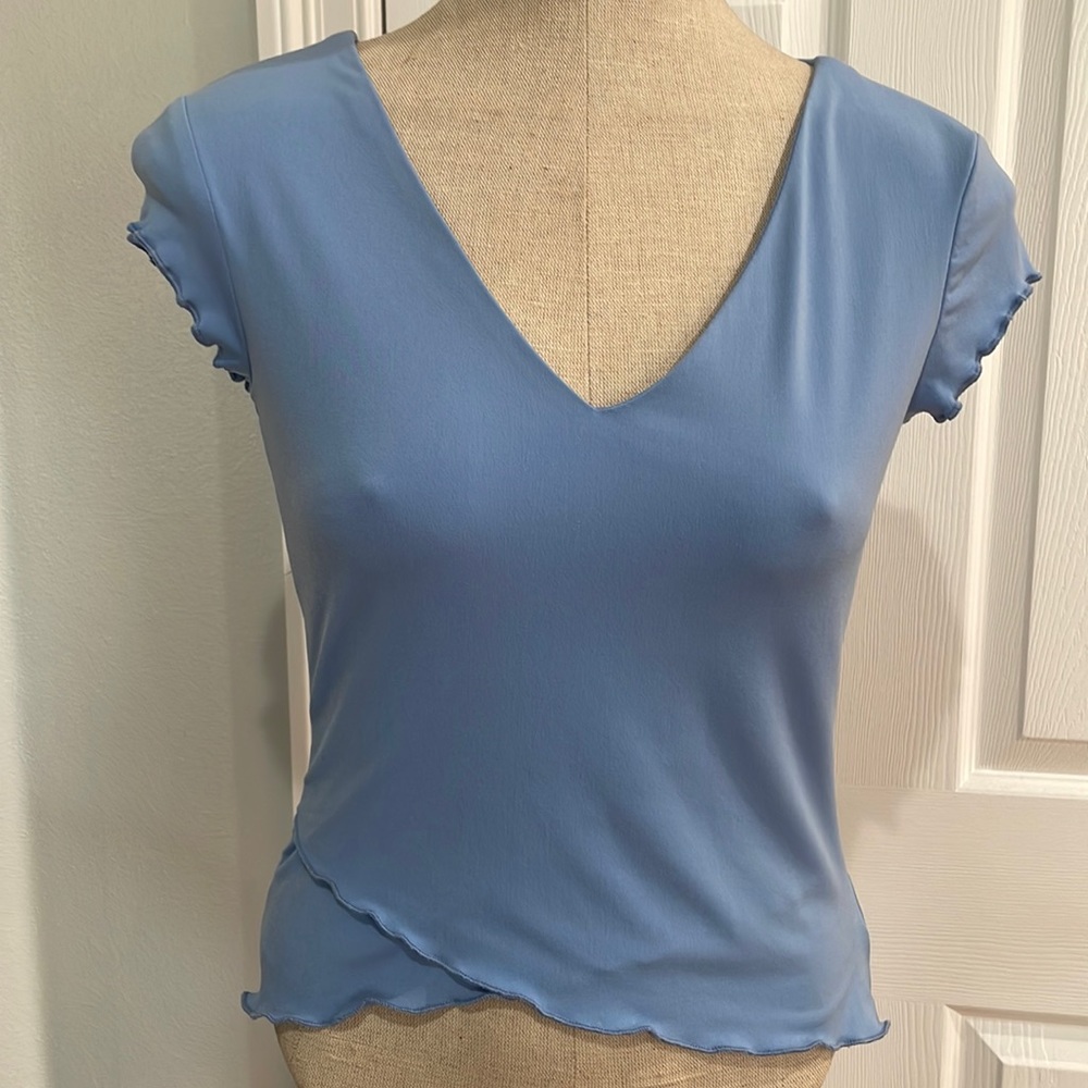 Speechless top Y2K ruffle tiered short sleeve blue junior women’s size small USA